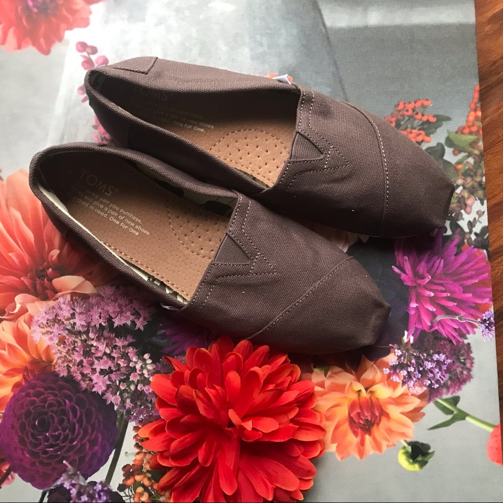 🔥New Toms Taupe Canvas Slip-on Shoes